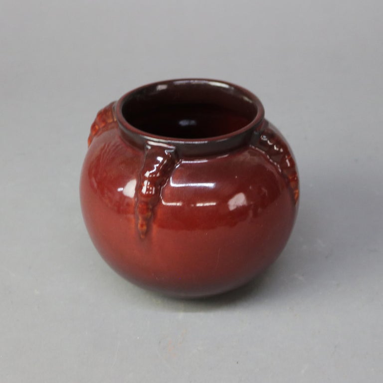 Roseville Art Pottery Topeo Red Claw Vase Mid 20thC