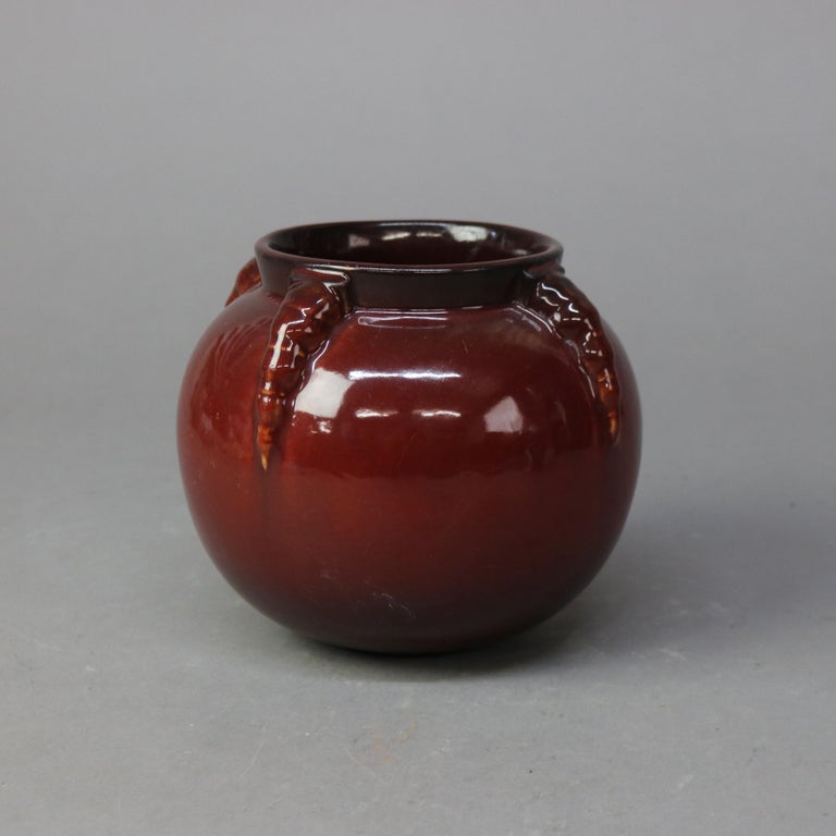 Roseville Art Pottery Topeo Red Claw Vase Mid 20thC