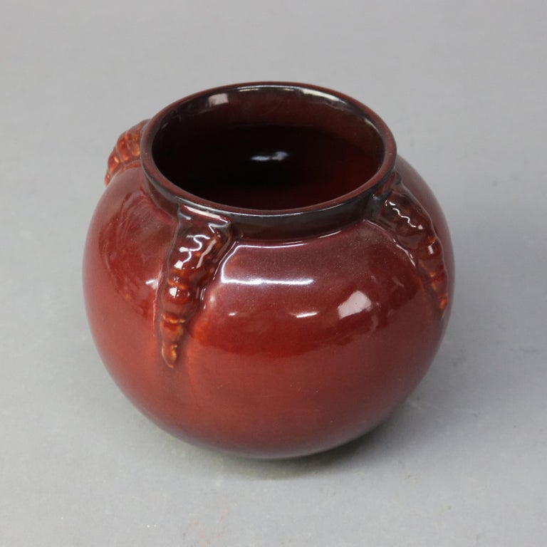 Roseville Art Pottery Topeo Red Claw Vase Mid 20thC