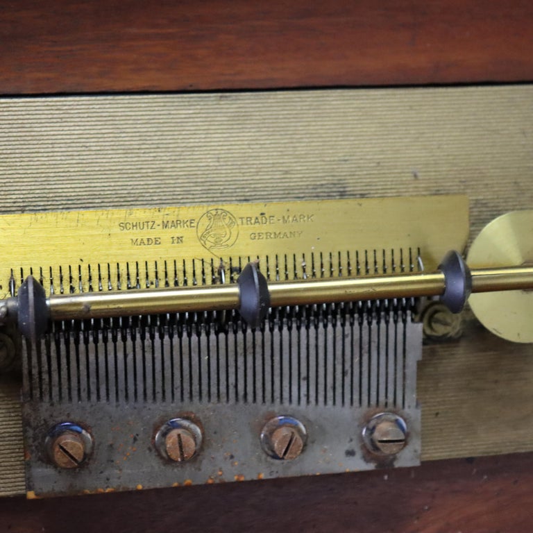 Antique German Shultz Marke Disk Player with Eight Disks C1890