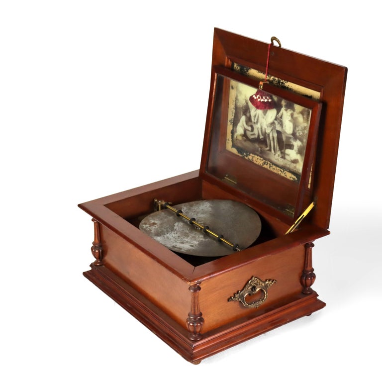 Antique German Shultz Marke Disk Player with Eight Disks C1890