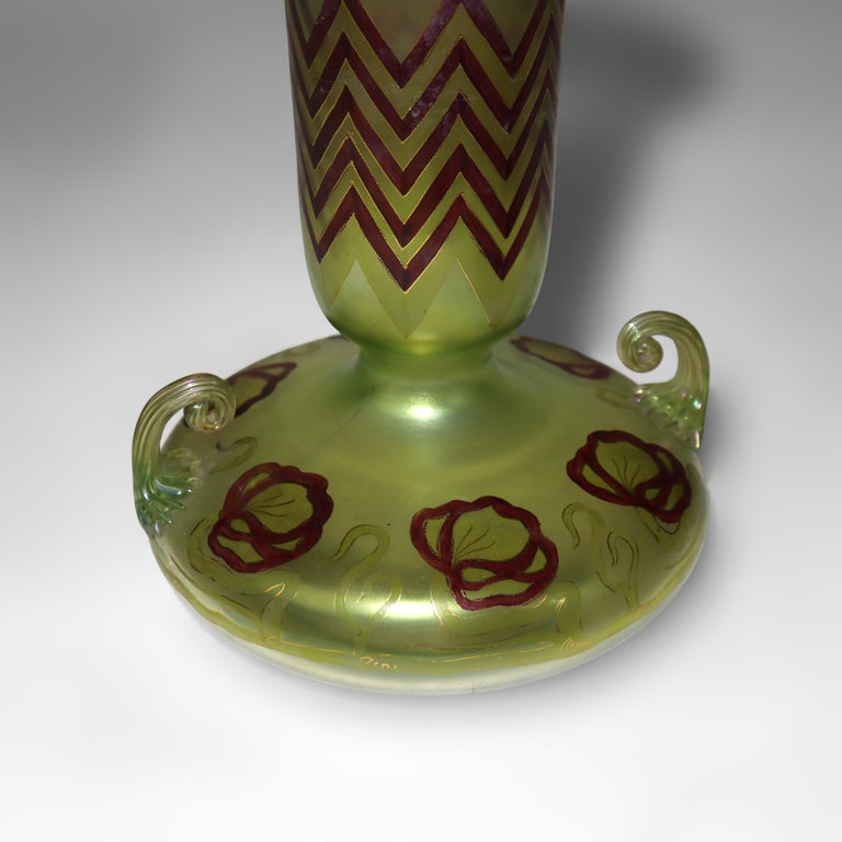 Antique Loetz Egyptian Revival Polychromed Art Glass Vase Unsigned C1930