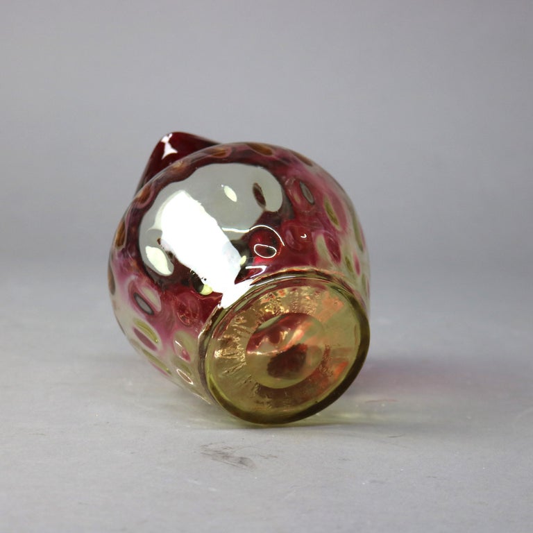 Antique Mt. Washington School Cranberry to Amber Coinspot Glass Water Pitcher