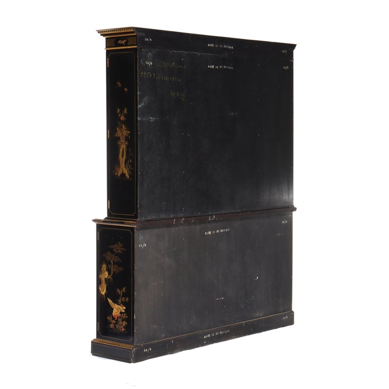 S. Hille & Co. English Ebonized & Gilt Chinoiserie Decorated Cupboard c1930
