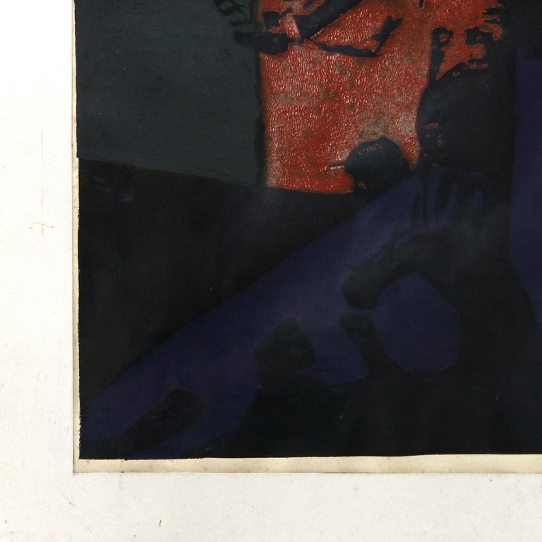Mid Century Modern Abstract Impressionist Mixed Media C1968