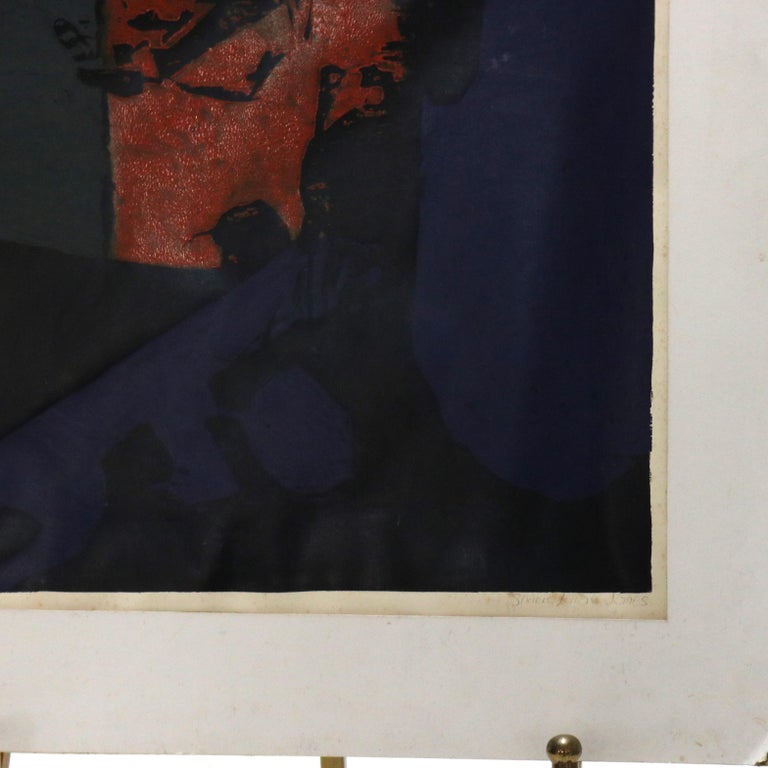 Mid Century Modern Abstract Impressionist Mixed Media C1968
