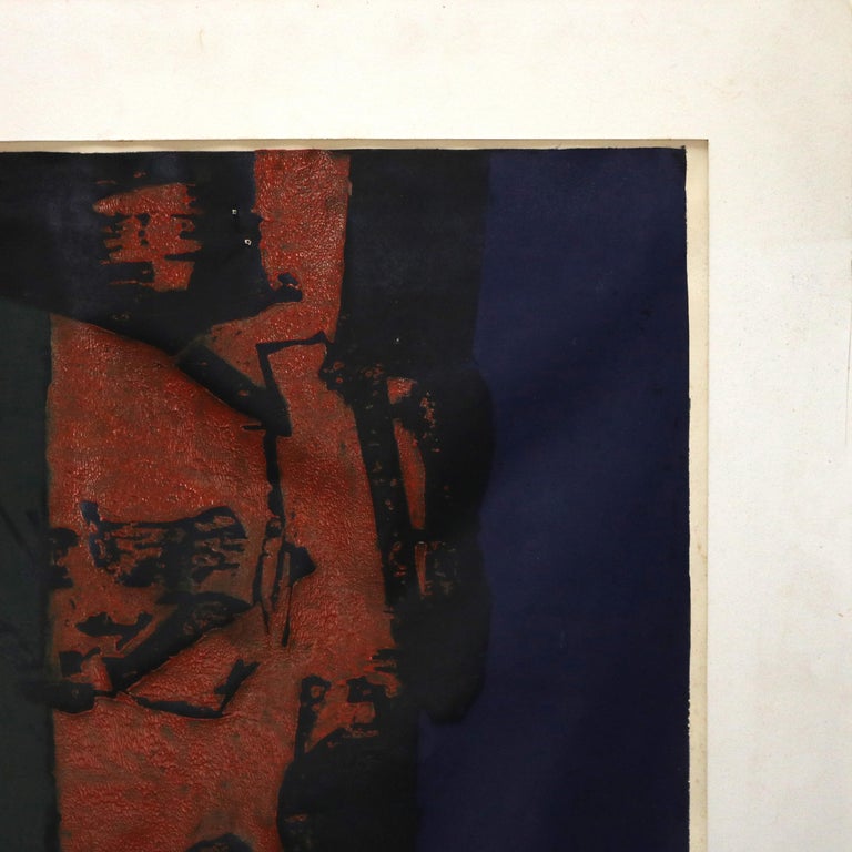 Mid Century Modern Abstract Impressionist Mixed Media C1968
