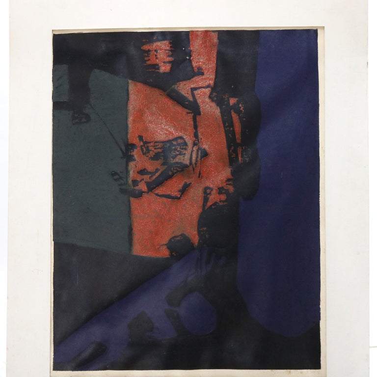 Mid Century Modern Abstract Impressionist Mixed Media C1968
