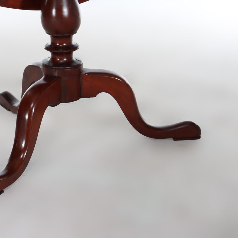 Antique Queen Anne Federal Mahogany Tilt Top Table With Bird Cage c1880
