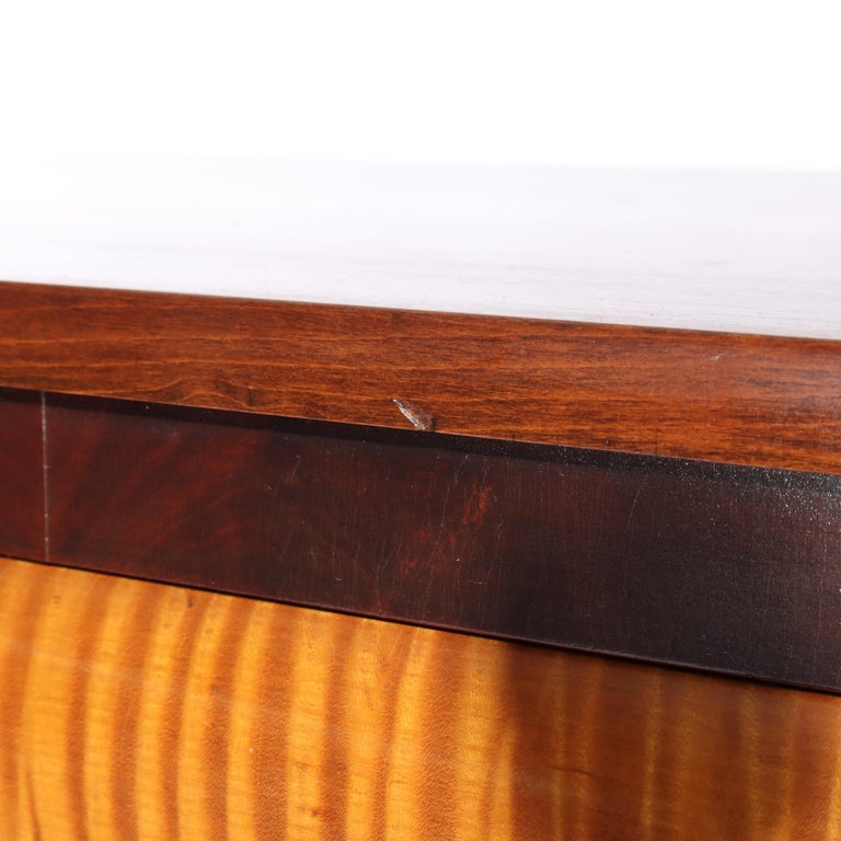 Antique American Empire Ebonized Cherry & Tiger Maple 6 Drawer Chest c1840