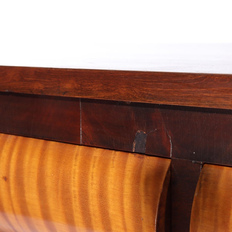 Antique American Empire Ebonized Cherry & Tiger Maple 6 Drawer Chest c1840