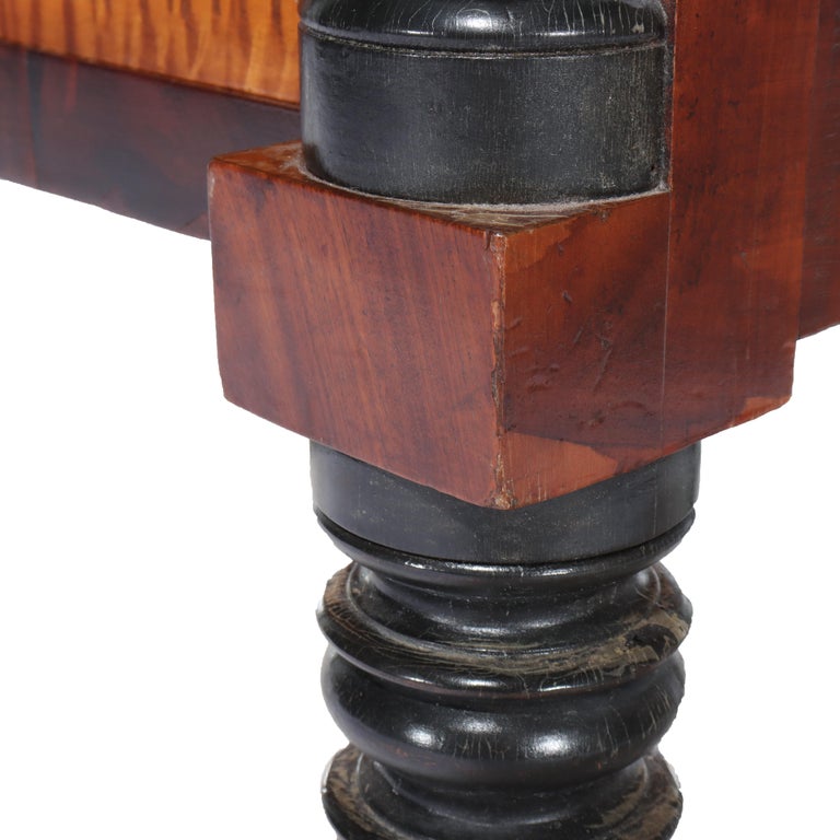 Antique American Empire Ebonized Cherry & Tiger Maple 6 Drawer Chest c1840