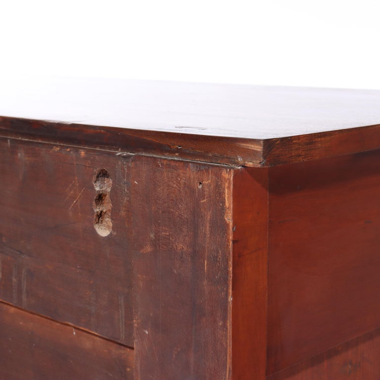Antique American Empire Ebonized Cherry & Tiger Maple 6 Drawer Chest c1840