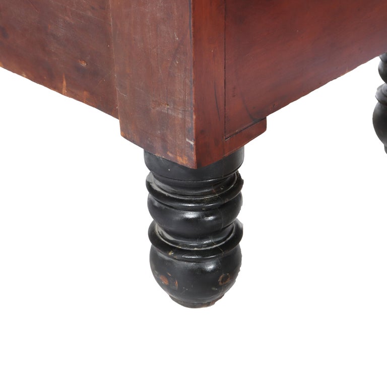Antique American Empire Ebonized Cherry & Tiger Maple 6 Drawer Chest c1840