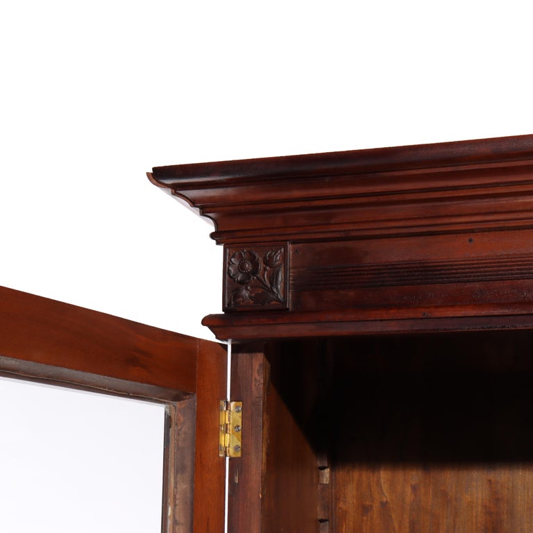 Antique Eastlake Chip Caved Walnut Barrel Roll Cylinder Secretary Desk c1890