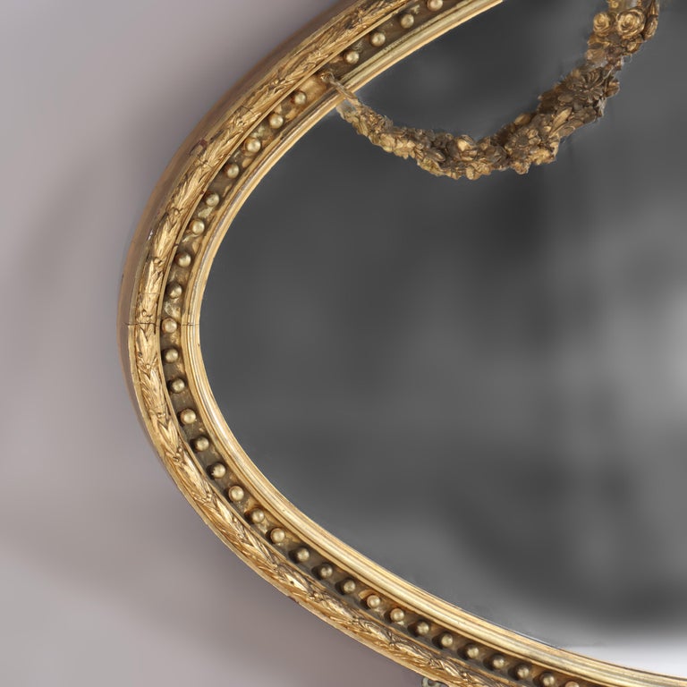 Oversized Boston Classical Giltwood Over Mantle Mirror With Cherubs C1860