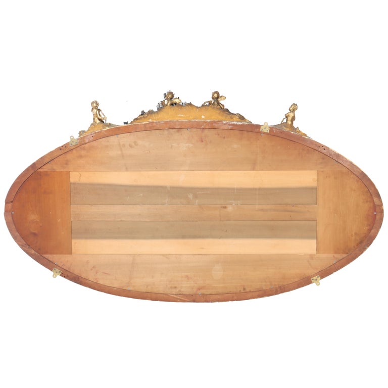 Oversized Boston Classical Giltwood Over Mantle Mirror With Cherubs C1860