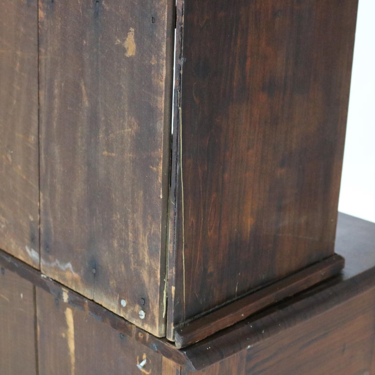 Antique Two-Piece Walnut Step Back Bookcase C1910