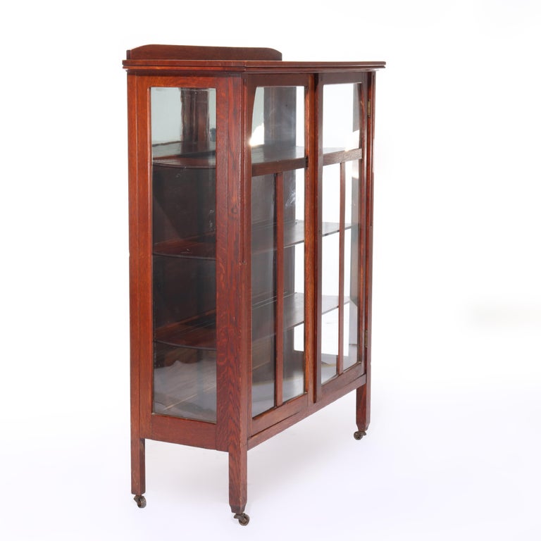 Antique Limbert School Arts & Crafts Oak 2-Door China Cabinet c1920