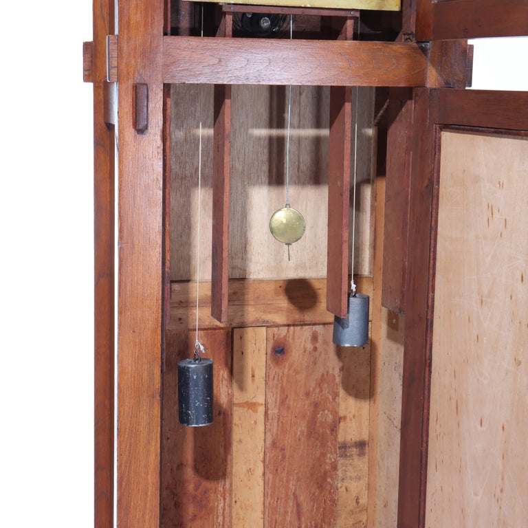 Stickley School Arts & Crafts Carved Mahogany Tall Case Grandfather Clock c1920