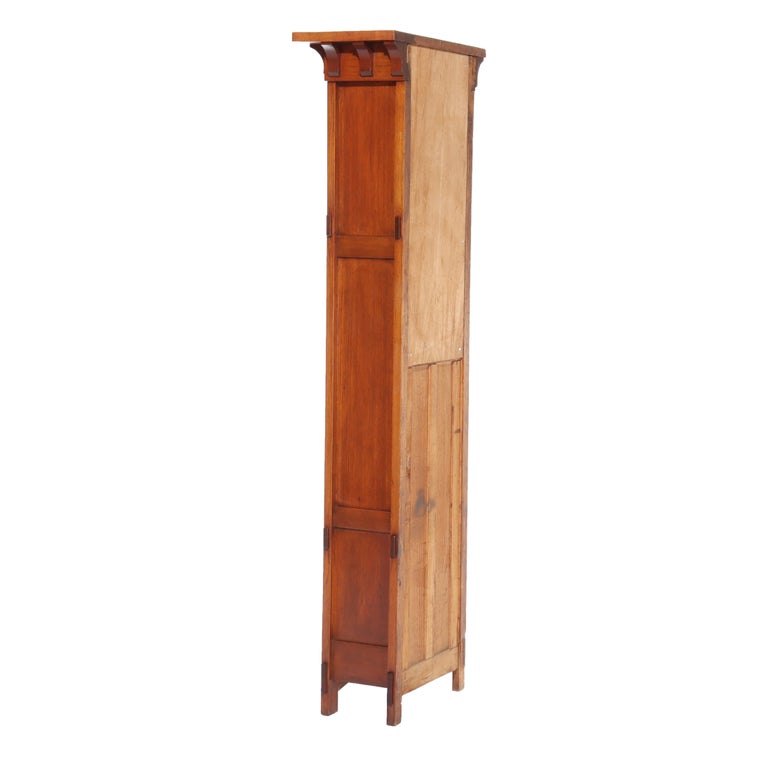 Stickley School Arts & Crafts Carved Mahogany Tall Case Grandfather Clock c1920