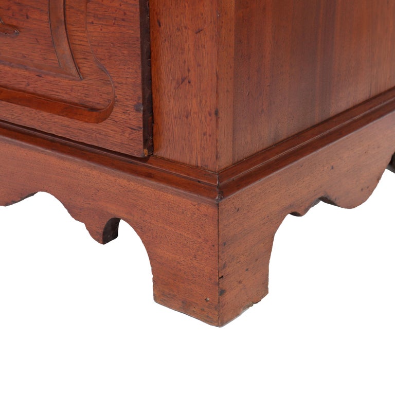 Antique Renaissance Revival Victorian Carved Walnut & Burl Secretary c1890