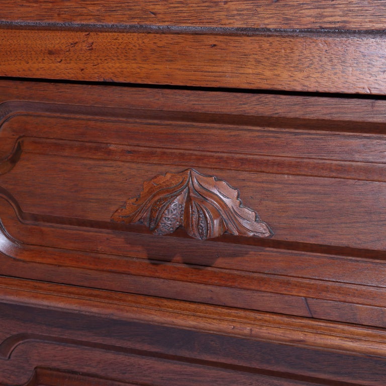 Antique Renaissance Revival Victorian Carved Walnut & Burl Secretary c1890