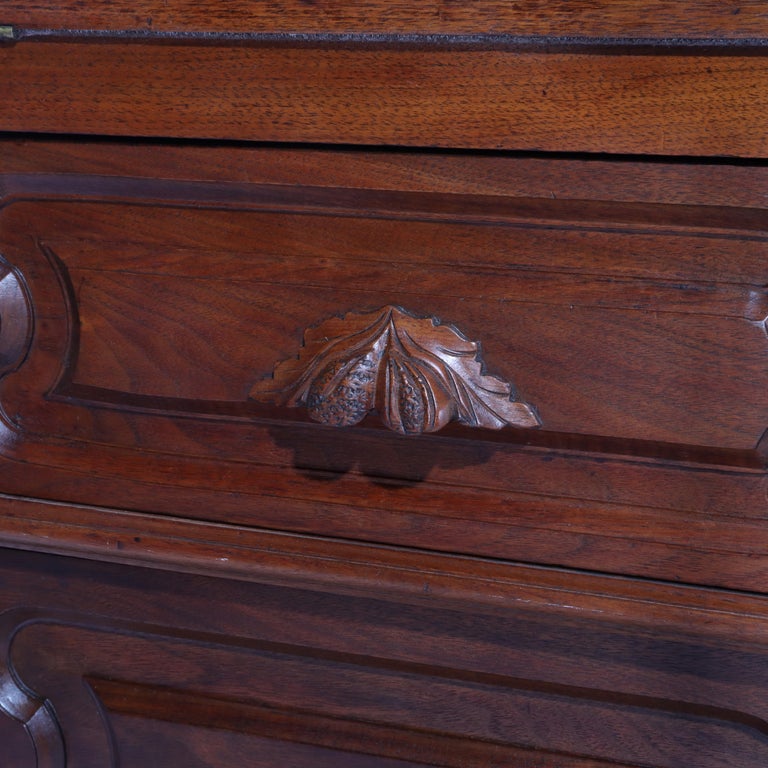 Antique Renaissance Revival Victorian Carved Walnut & Burl Secretary c1890