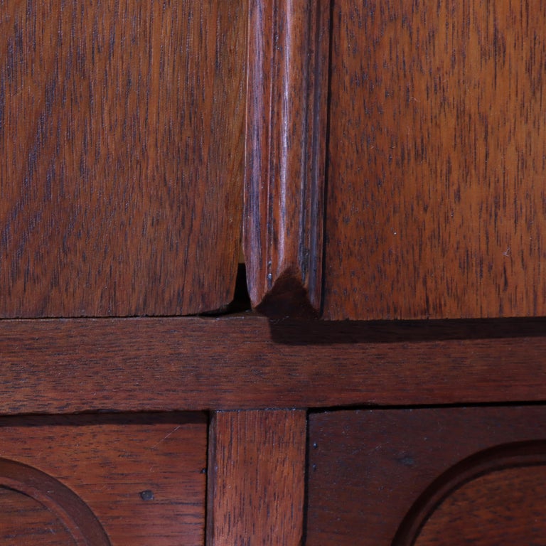 Antique Renaissance Revival Victorian Carved Walnut & Burl Secretary c1890