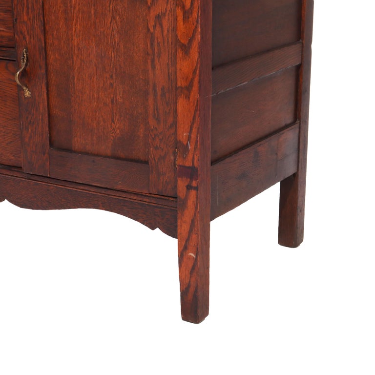 Antique Oak Hotel Wash Stand With Mirror C1920