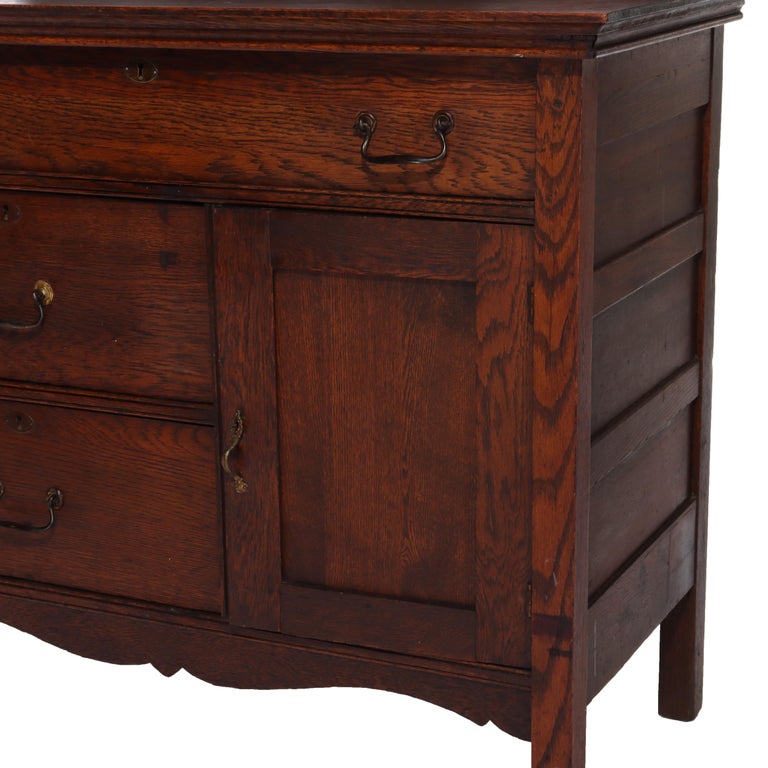 Antique Oak Hotel Wash Stand With Mirror C1920
