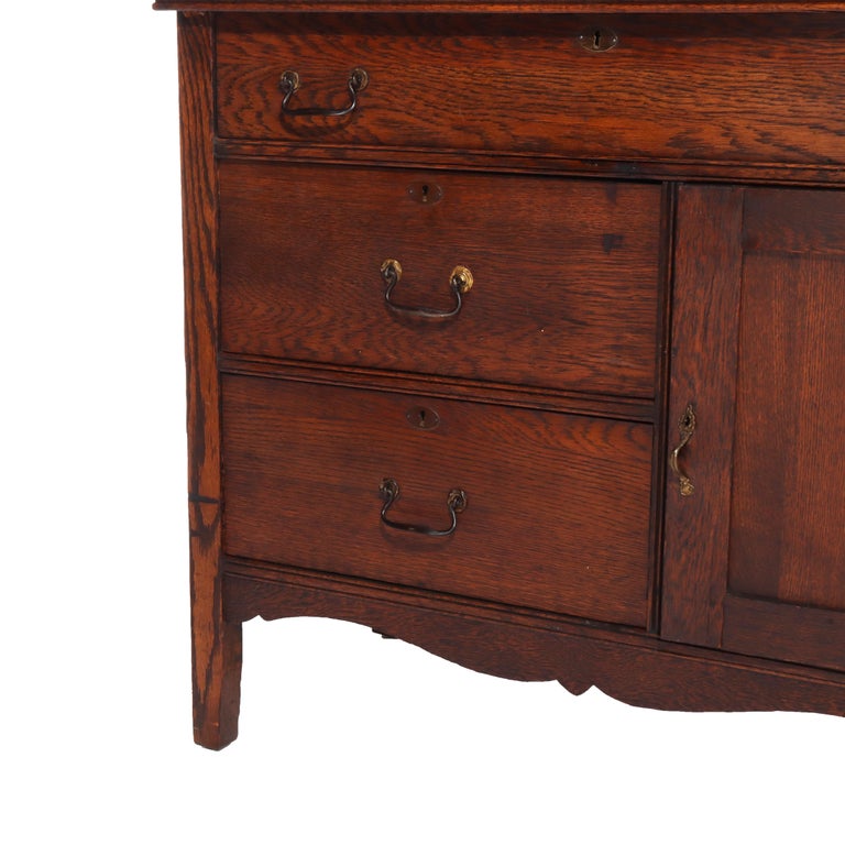 Antique Oak Hotel Wash Stand With Mirror C1920