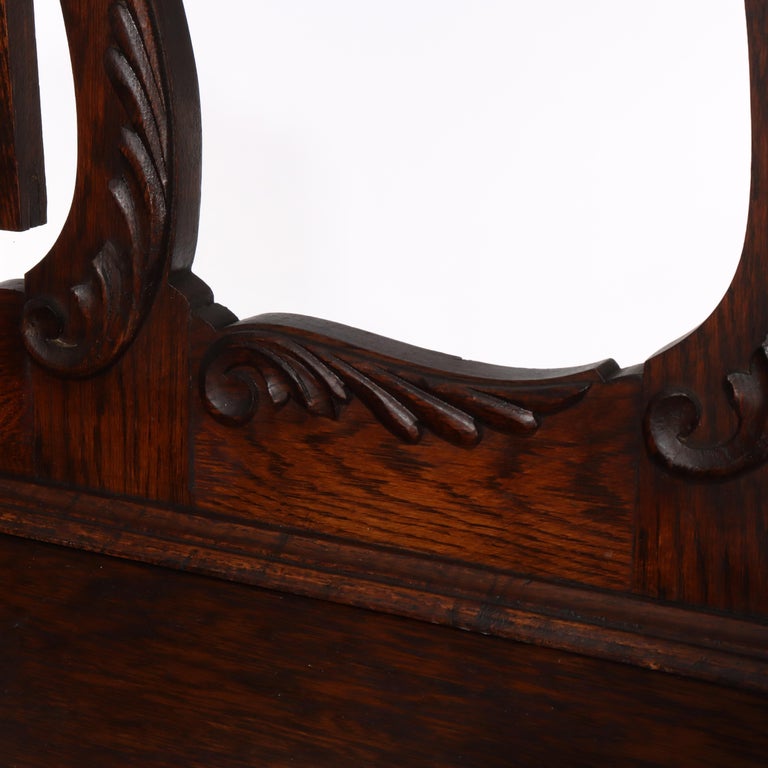 Antique Oak Hotel Wash Stand With Mirror C1920