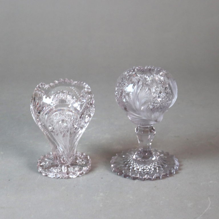 Four Antique Amethyst Pressed Glass Pieces 19thC