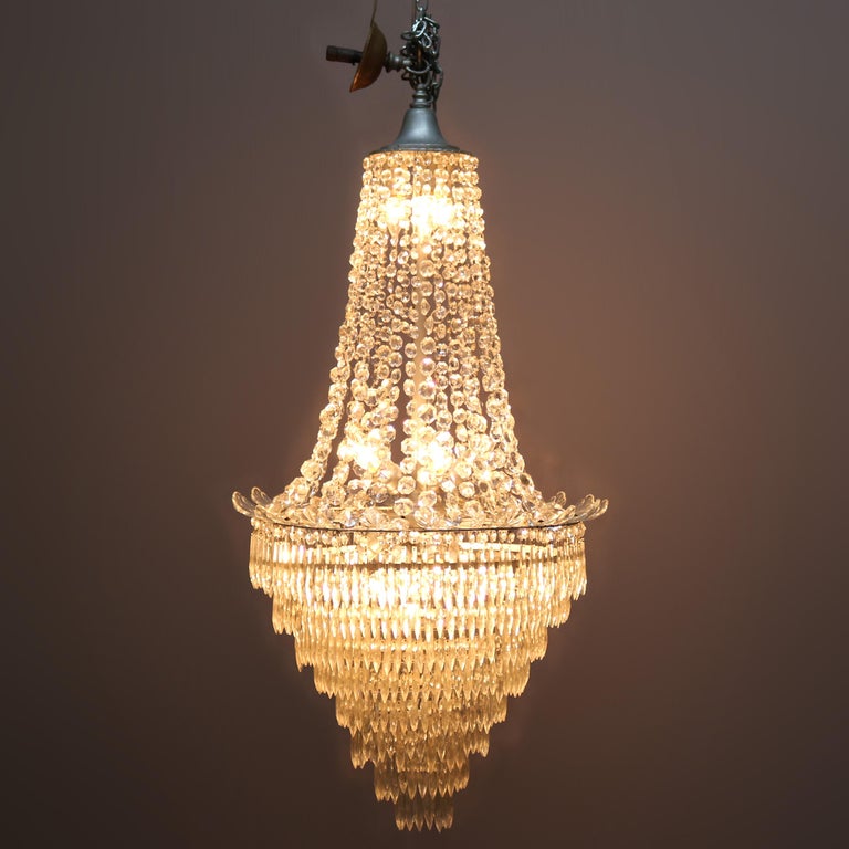 Vintage French Draped Crystal Tiered Wedding Cake 15-Light Chandelier