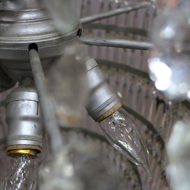 Vintage French Draped Crystal Tiered Wedding Cake 15-Light Chandelier