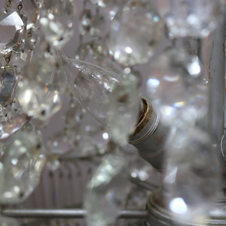 Vintage French Draped Crystal Tiered Wedding Cake 15-Light Chandelier