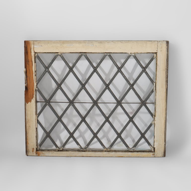 Three Antique Architectural Leaded Glass Windows C1920