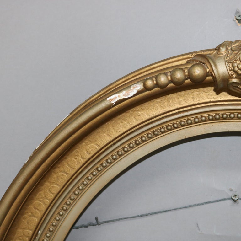 Large Antique Oval Carved Gilt Wood Frame C1880
