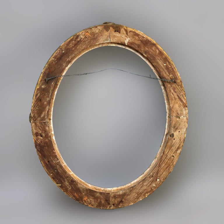 Large Antique Oval Carved Gilt Wood Frame C1880