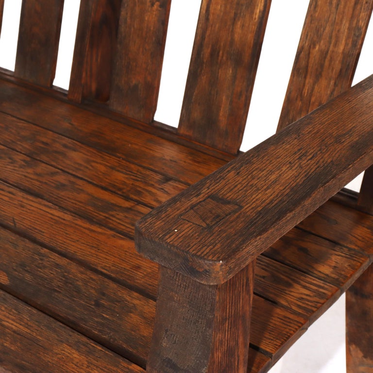 Antique Stickley School Arts & Crafts Oak 8' Long Bench C1920