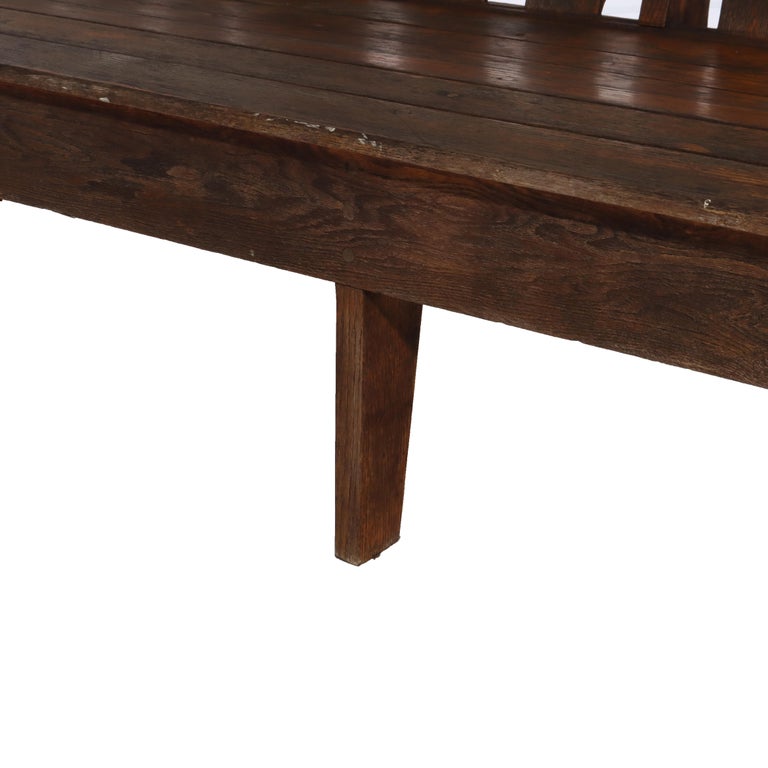 Antique Stickley School Arts & Crafts Oak 8' Long Bench C1920