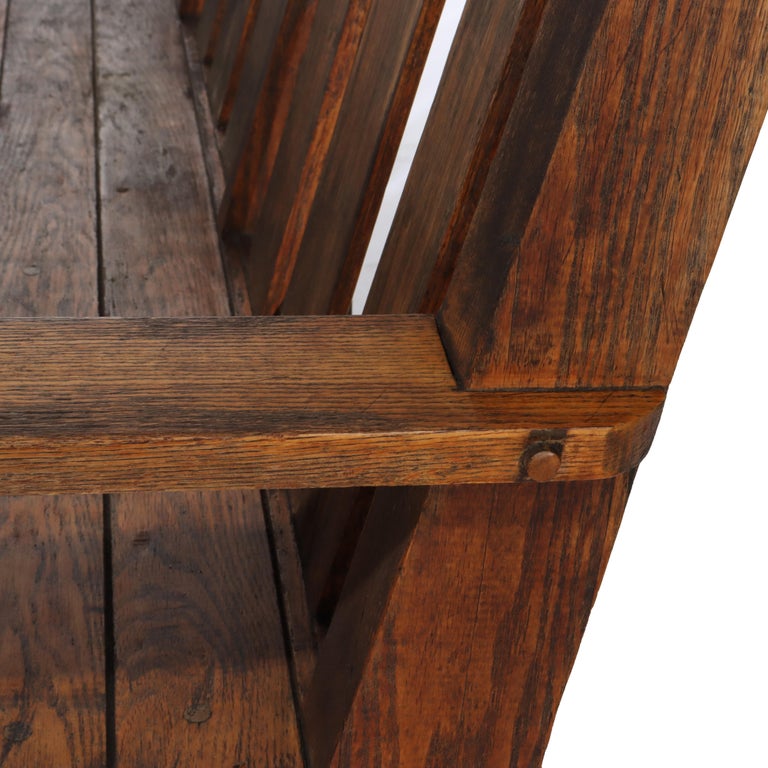 Antique Stickley School Arts & Crafts Oak 8' Long Bench C1920