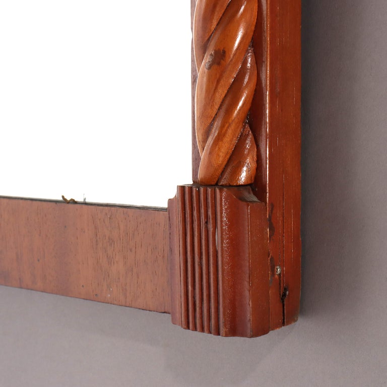 Antique Federal Mahogany Mirror With Eglomise Panel C1820