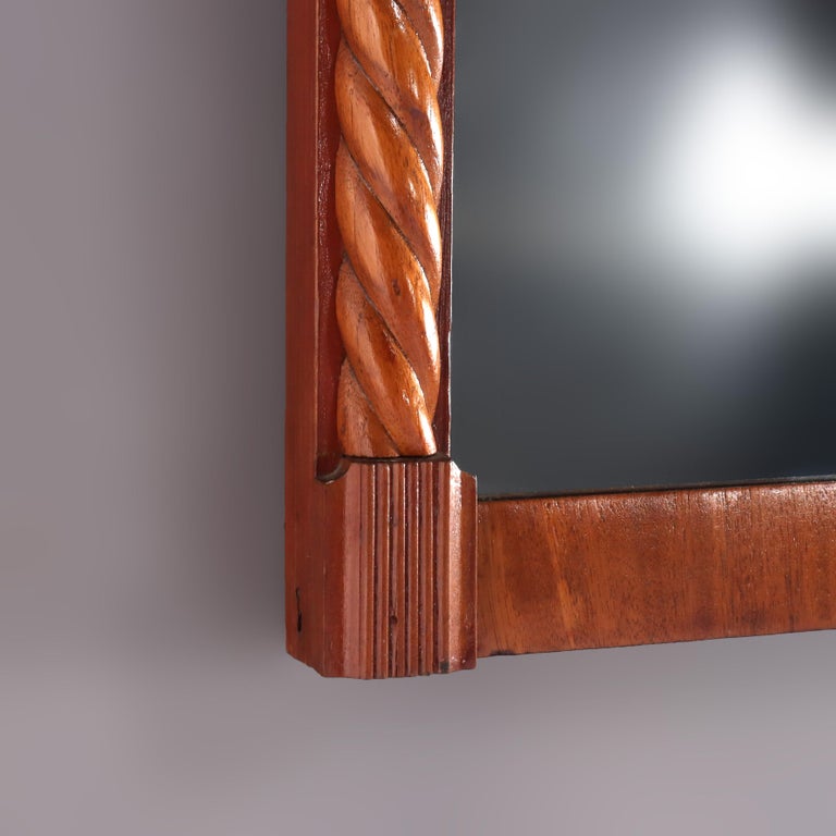 Antique Federal Mahogany Mirror With Eglomise Panel C1820