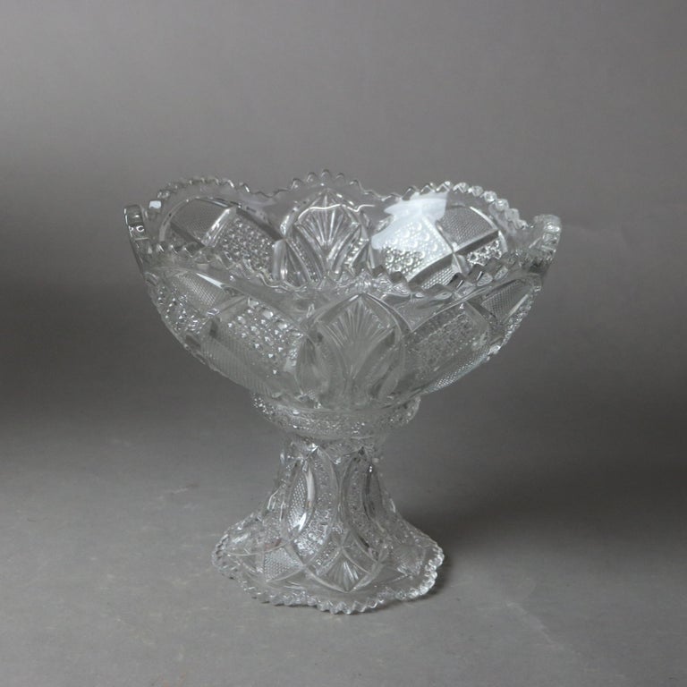 Three Antique Pressed Glass Punch Bowls & Compote C1920