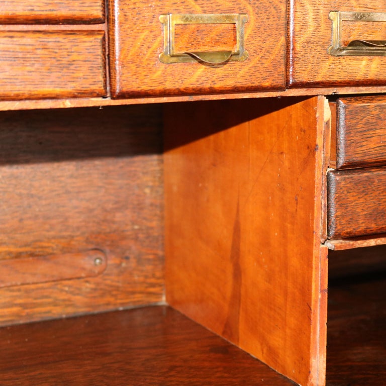 Antique Arts & Crafts Oak Raised Panel S-Roll Top Desk with Full Interior C1900