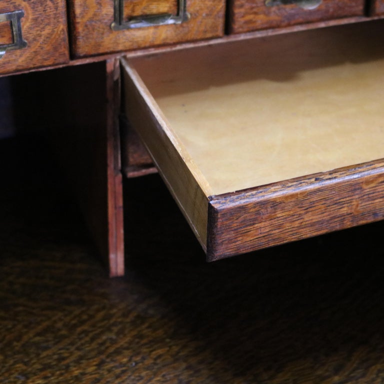 Antique Arts & Crafts Oak Raised Panel S-Roll Top Desk with Full Interior C1900