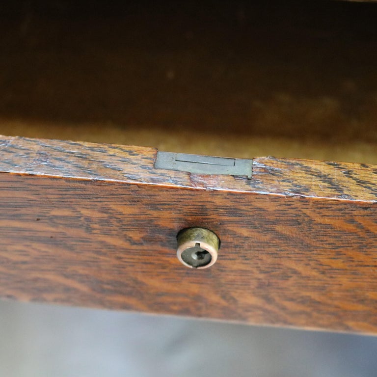 Antique Arts & Crafts Oak Raised Panel S-Roll Top Desk with Full Interior C1900