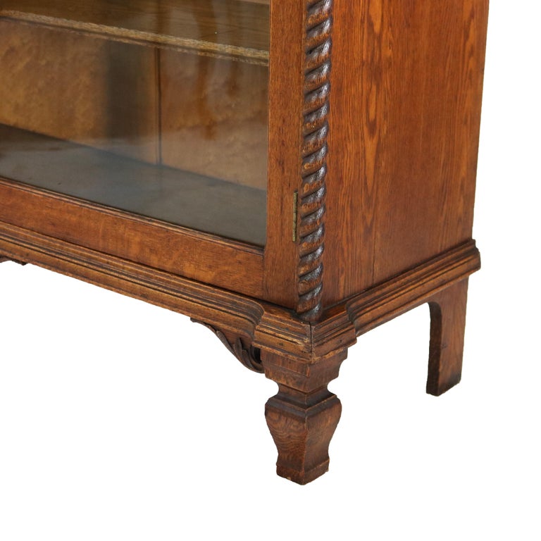 Oversized Antique RJ Horner Carved Oak Two Door Bookcase C1920
